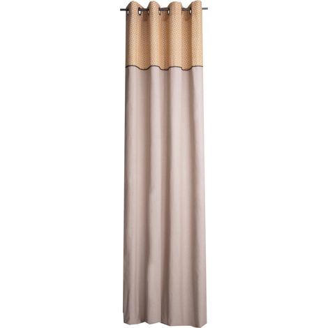 Rideau à œillets en coton chambray curry 135x250 (1/3)