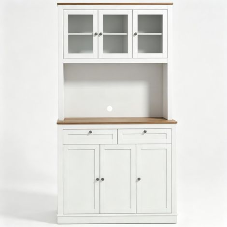 Credenza da cucina 100x40x180 cm in MDF bianco con vano contenitore - MEUBLIV (1/5)