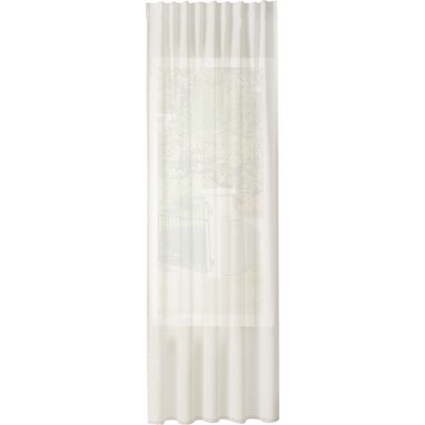 WOLTU 1er Gardinen Leinenoptik Vorhänge Halbtransparent Gardine mit Kräuselband für Schlafzimmer Wohnzimmer 135x175 cm Creme