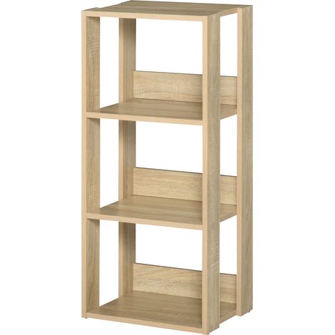 Libreria Scaffale in Legno a Parete con 3 Ripiani, Antiribaltamento, Piedini Antiscivolo, 40x29.2x87.9cm