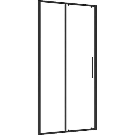 Porte de douche coulissante noir mat style industriel - 100 x 195 cm - TORONI (1/4)