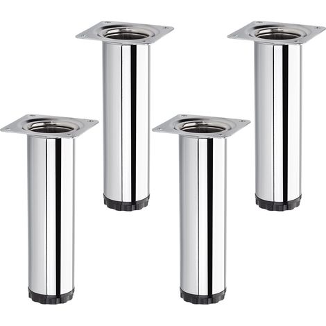 4er Pack - Möbelfuß BRAVO Höhe 150 mm (+ 10 mm) Ø 40 mm Chrom poliert höhenverstellbarer Schrankfuß aus Stahl Schrankfuß belastbar bis 50 kg von SOTECH