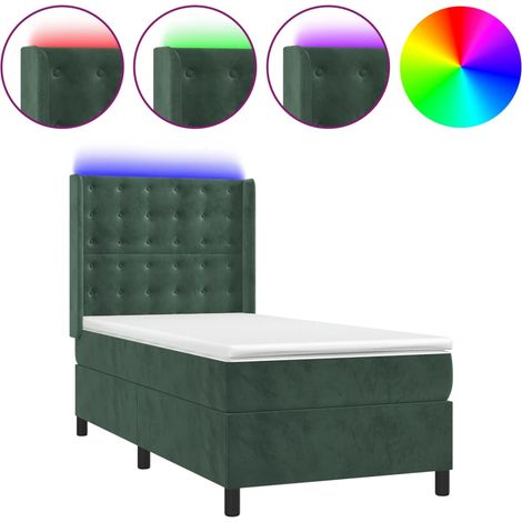 Sommier à lattes de lit matelas LED Vert foncé 80x200 Velours (1/5)