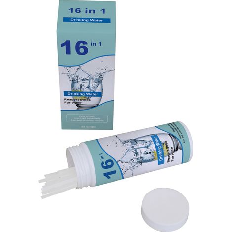 Bandelettes de test de piscine, bandelettes de test de qualité de l'eau 16 en 1, bandelettes de test de piscine, test de piscine PH, kit de bandelettes de test, bandelettes de test d'eau potable, une (1/2)