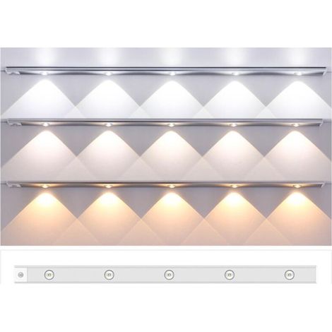 30 cm Lampe LED 3 couleurs pour veilleuse sous meuble, activation par détecteur de mouvement, rechargeable par USB, éclairage magnétique pour placard (1/5)