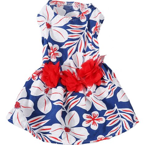 Robe de princesse pour chien, motif floral, élégante et confortable, pour petit chien et chat, printemps-été XS (1/4)