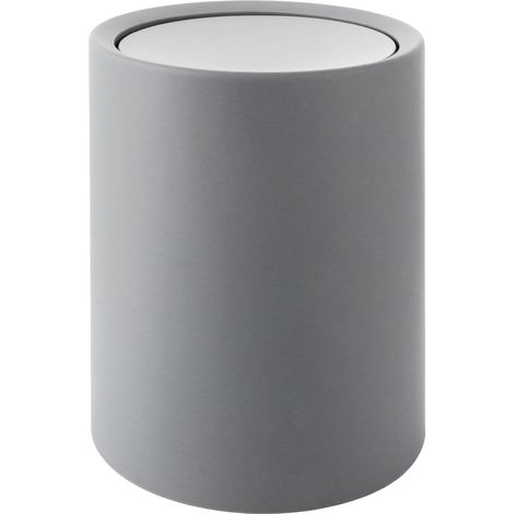 Poubelle de Salle de Bain 8L Gris avec Couvercle Basculant - Mülleimer Bad Moderne - Petit Collecteur de Déchets 26x22x16,5cm sans BPA pour Salle de Bain, WC Invités et Bureau (1/5)