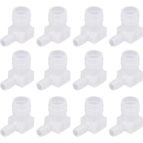 Packung mit 12 Kunststoff-Schlauchverbindern für Gartenschläuche, rechtwinkligem Winkel (90°), Adapter und Schlauchverbinder 10 x 20 mm (1/5)