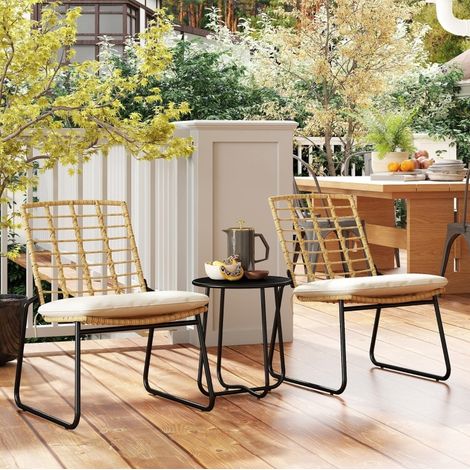chaise fauteuil salon empilable table rotin beige OKMYHOME (1/4)