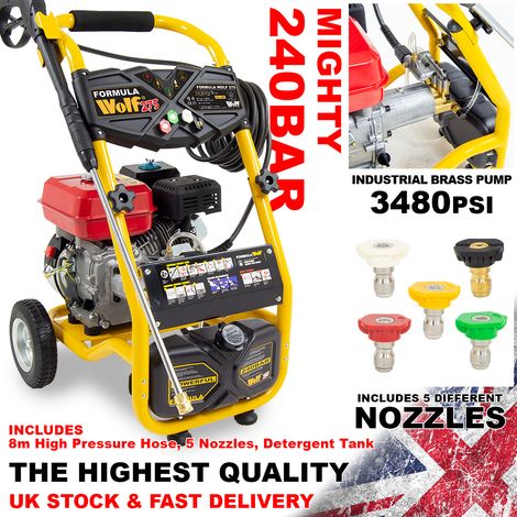 Petrol Pressure Washer Formula Wolf Jet Wash 275 7 HP, 240 Bar, 8m Hose