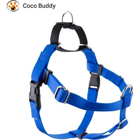 Harnais pour chien TuseRxln - Laisse pour chien - Réglable en 6 points avec ceinture amovible et boucle anti-panique - 2 pièces - Pour chiens anxieux - Bleu (1/5)