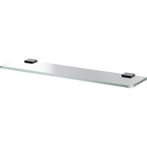 Colore Square Matt Black and Glass Wall Mounted Vanity Shelf (1/5)