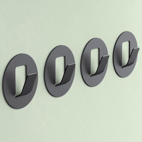 Mai & Mai Kleiderhaken 4 Stück Wandgarderobe Wandhaken aus Aluminiumlegierung Garderobenleiste Garderobenhaken 58x58mm Grau Stalo-16 (1/5)