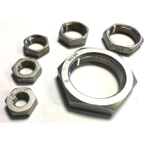 BSP 1/4" Hexagon Lock Nut / Back Nut T316 (A4) Marine Grade Stainless Steel - Parallel Threads (BSPP / G Thread)
