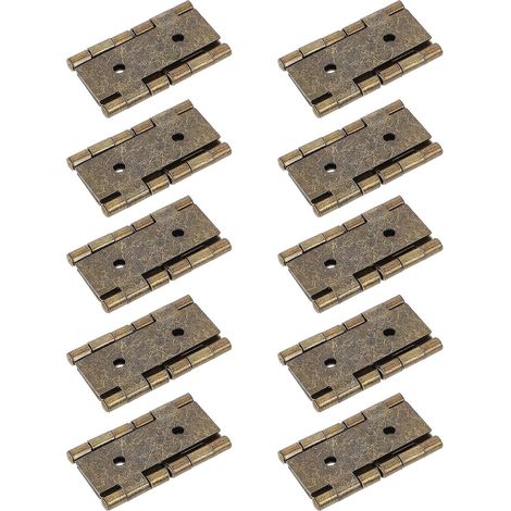 Charnières de Meuble en Fer Lot de 10 Double Ouverture 47X47Mm pour Portes Placard Persienne et Paravents Pliants Motif Grille Maison (1/5)