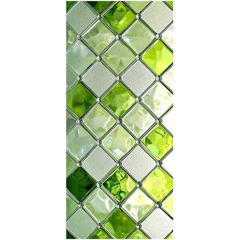 Film de confidentialité effet vitrail 100 × 45 cm pour fenêtre, électrostatique, anti-regards, vert (1/2)