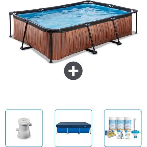Exit-toys Piscina Exit Rettangolare - Effetto legno - 300x200x65 cm - 4-pezzi SCB63