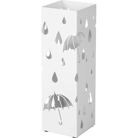 Portaombrelli In Acciaio Zincato Con 2 Ganci Removibili E Vaschetta Scolapioggia Base Antiscivolo Design Moderno Per Ingresso Casa E Ufficio 49 X 15.5 X 15.5 Cm Bianco (1/5)