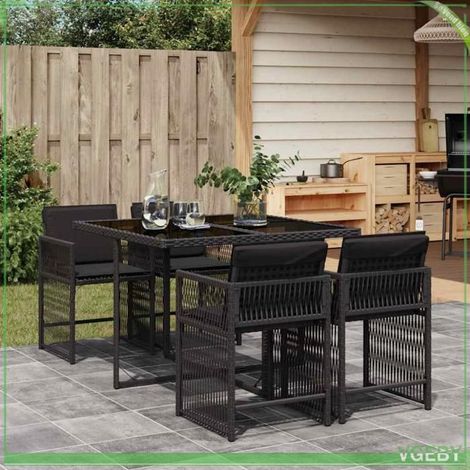 Ensemble à manger de jardin - FAFEICY - 3211615 - Noir - Résine tressée - Chaises pliables (rangement compact) (1/5)