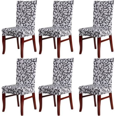 Lot de 6 Housses de chaise universelles - Strech - Imprimés (1/4)