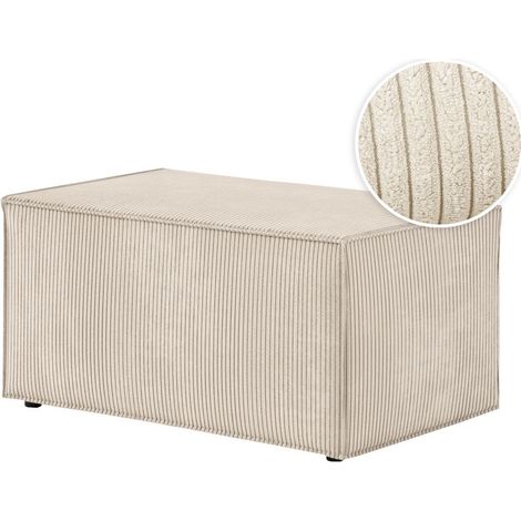 Loungitude – Pouf en velours côtelé beige 90x50x41 cm – Garnissage en mousse moelleux – Fabrication européenne – Confort d'assise supplémentaire