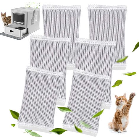Filtre à Charbon Actif pour Maison de Toilette Chat - Absorbeur d'Odeurs pour Bac à Litière - Lot de 6