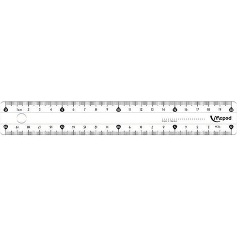Règle Plate - 200 mm - Plastique Transparent - Graduation MM UV Résistante - Pour École Et Bureau - 1 Pièce (1/2)