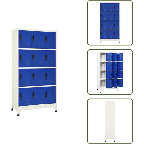 Schließfachschrank Grau und Blau 90x45x180 cm Stahl - Metallschrank - Garderobenschrank - Abstellraum - Bürobedarf - Lagerung