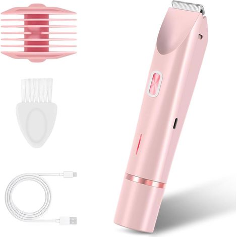 Rasoir intime pour femme - Rasoir visage pour femme - Appareil sans fil 2 en 1 étanche IPX7 - 1 pièce - Rose (1/5)