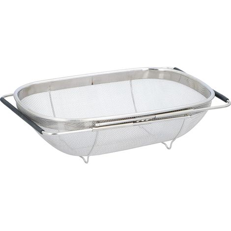 36 x 24 x 11 cm Passoire extensible en acier inoxydable pour évier avec poignées Passoire d'évier de cuisine Passoire à pâtes