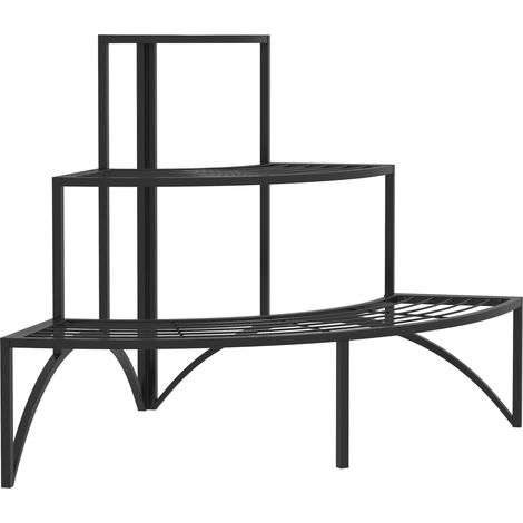 Estantería para plantas de 3 niveles de metal negra 87 x 60 x 60 cm (1/3)