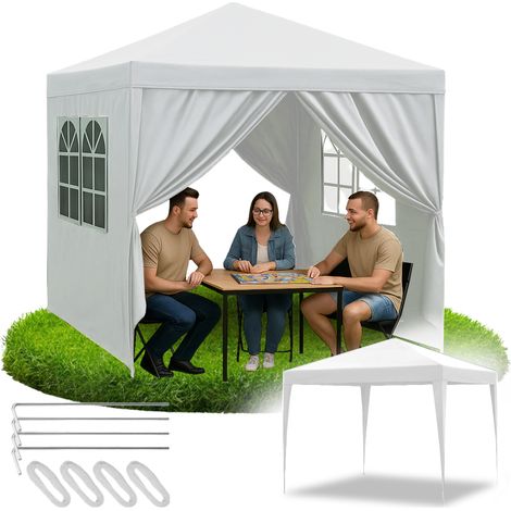 Padiglione da giardino, tenda commerciale, gazebo per feste, 4 pareti laterali, finestre, xxl