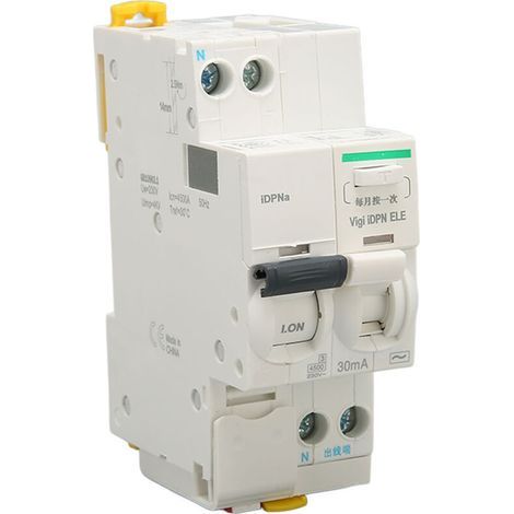 Disjoncteur différentiel 1P+N 6A 230V AC pour protection contre les fuites - Bureau et maison (1/5)