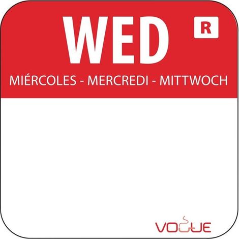 Etiquettes alimentaires code couleur rouge mercredi 24mm - Lot de 1000