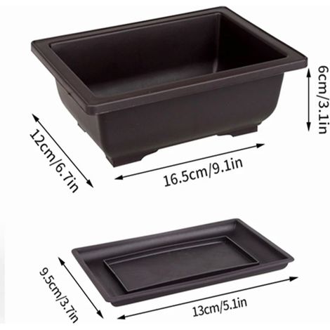 Pot à bonsaï rectangulaire avec soucoupe, imitation terre cuite violette, pot de fleurs en plastique, pot pour plantes succulentes, jardinière de jardin. (1/4)