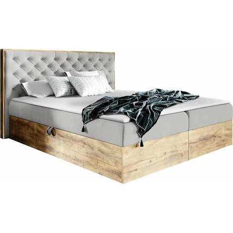 Cama continental Navis I, Roble wotan + Faro 16, Continental, Doble, 180x200, Tapiz, Somieres, 190x211x105cm (1/5)