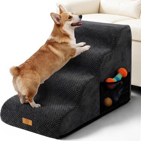 Escalier pour Chien Chat 4 Marches, Rampe pour Chien, Noir (1/5)