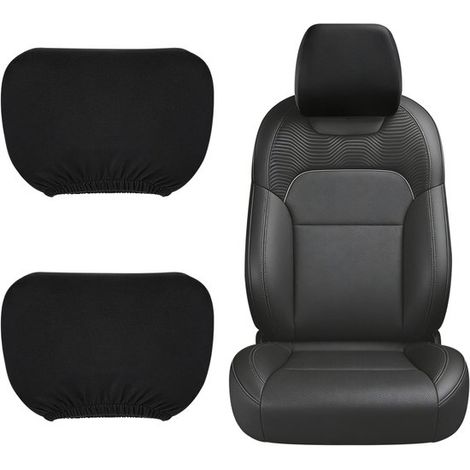 Set di copri poggiatesta per auto, neri, set da 2 pezzi, copri poggiatesta elastici, universali, lavabili, accessori per auto, coperture protettive (1/5)