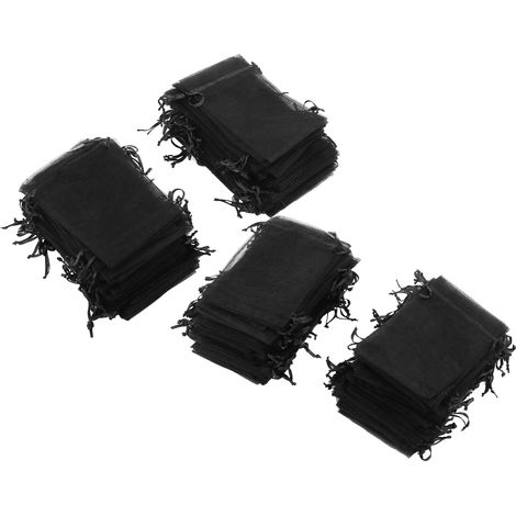 200 Sachets Cadeaux en Organza 10x15cm avec Ruban - Noir - Idéal pour Mariage, Cadeaux, Événements et Décoration (1/5)
