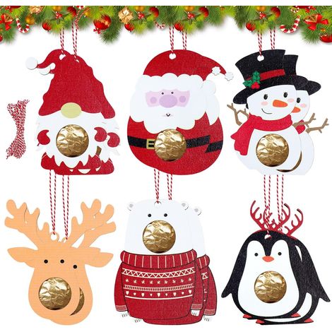 12pcs Pochoirs de Découpe de Noël, Cadre Photo de Noël Enfants, Décoration d'Arbre de Noël Avec Trou Pour Bois Arbre de Noël Ornements, Pendentif Cadeaux Pour Décorations de Bricolage Arbre de Noël (1/5)