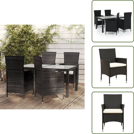 Cuscini da pranzo - vidaXL Set da Pranzo da Giardino 5 pz con Cuscini in Polyrattan Nero - Arredamento da esterno