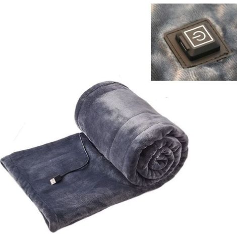 Couverture chauffante, couverture chauffante en flanelle, lavable en machine, couverture électrique portable usb 5 volts, thermostat intelligent à chauffage rapide 180×80cm Gris (1/4)