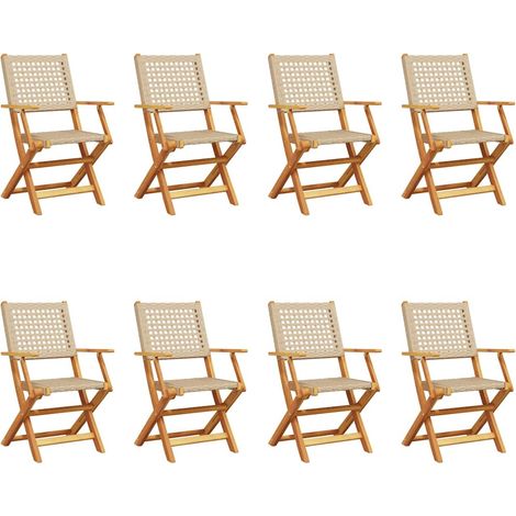 Maison Exclusive - Gartenstühle 8 Stk. Klappbar Beige Poly Rattan