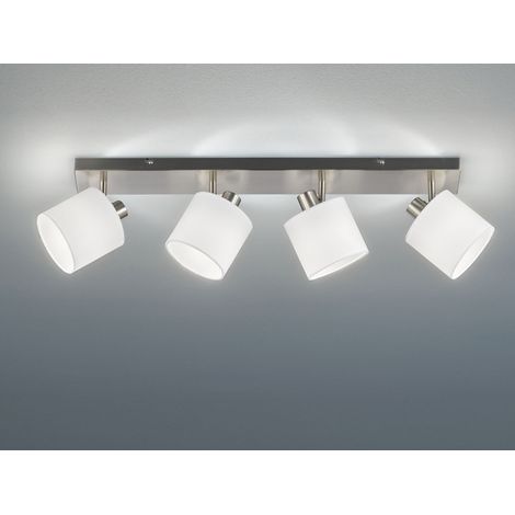 LED Deckenstrahler 4-flammig Silber, Stoffschirme Weiß, Breite 70cm (1/4)