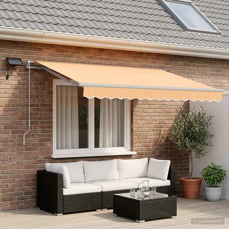 Teenpull – Ausziehbare Markise Sand 300 x 250 cm Stoff und Aluminium (1/5)