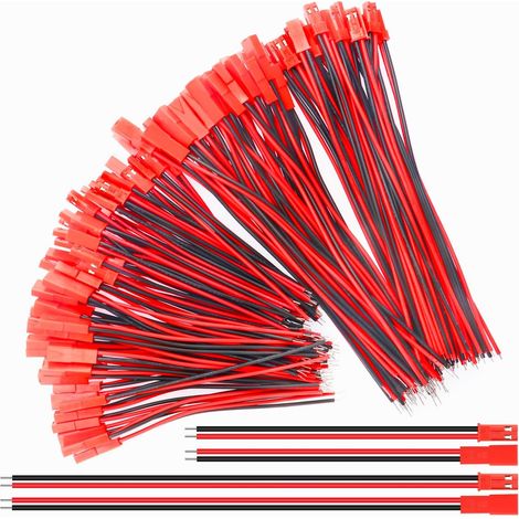 60 Paires Connecteur, 22 AWG Connecteur Prise, 100mm and 150mm 2 Broches Fiche Mâles et Femelle Connecteur Fil de Câble, pour LED Bande de Lampe RC Bec Jouets Batterie Hélicoptère (1/5)