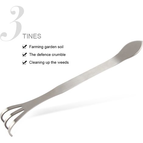 Râteau à Trois Dents pour Jardinières - Outil de Transplantation et de Retrait de Terre - Idéal pour le Repotage et l'Entretien des Plantes-KZQ (1/2)