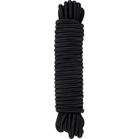 Tendeur Élastique Noir, 8 mm x 10 m, Corde Extensible, Sandow pour Fixation Bâche (1/5)