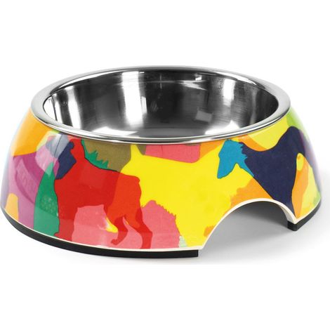 Ciotola medium: Doggies herausnehmbarer Melamin- und Edelstahlnapf für Hunde und Katzen