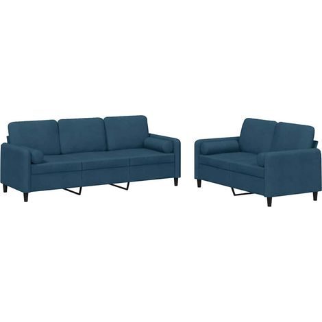 Maison Exclusive - Set di Divani 2 pz con Cuscini Blu in Velluto